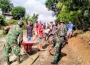 Koramil 1406-10/Pitumpanua Gelar Karya Bhakti Bersama Warga Desa Marannu