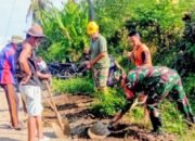 Babinsa Koramil 1406-10/Pitumpanua Gelar Karya Bakti Perbaikan Jalan di Desa Kompong