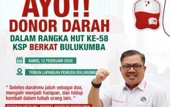 Tauwwa Masih Rangkaian HUT KSP Berkat, Andi Makkasau Ajak Warga Donor Darah Besok di Tribun Lapangan Pemuda 