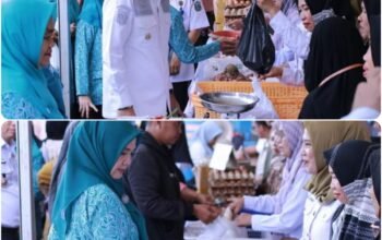Wabup dan Ketua TP PKK Takalar Hadiri ki Gerakan Pangan Murah di Desa Pattopakang