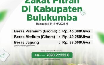 Tabe Ingat ki Tunaikan Zakat Fitrah ta, Ini Rinciannya untuk Wilayah Bulukumba