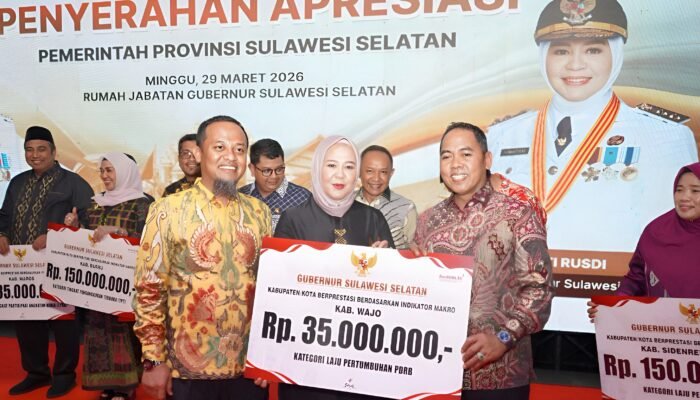 Pemkab Wajo Raih Apresiasi Pemprov Sulsel, Bukti Kinerja Ekonomi Terus Menguat