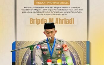 Tauwwa Bripda M.Ahriadi Personel Satlantas Polres Bulukumba Ikuti ki MTQ Tingkat Provinsi Sulsel.