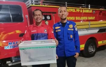 Respons Cepat Jaga Keselamatan Warga, Damkar Sulbar Amankan ki Ular Black Boiga