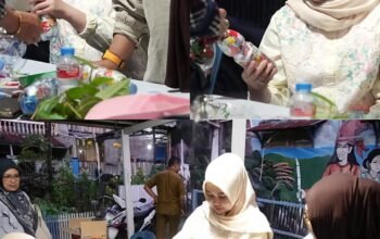 Ketua TP PKK Kecamatan Tamalate Mendampingi Kader dalam Aksi Pembuatan Ecobrick di Kebun Hatinya PKK.