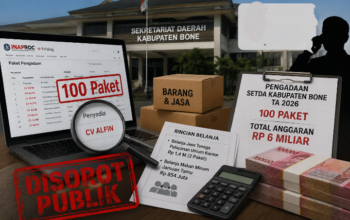 Itani, Ratusan Paket Pengadaan Setda Bone Diborong CV Alvin Disorot