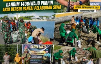 Peringati HUT ke-69 Kodam XIV/Hasanuddin, Kodim 1406/Wajo Gelar Aksi Nyata Jaga Kebersihan dan Kelestarian Pantai