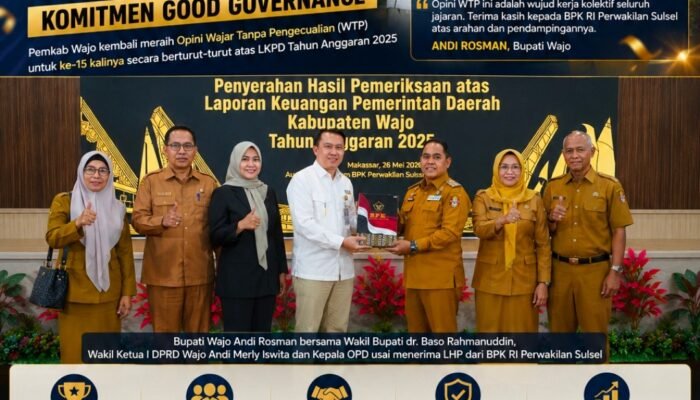Pemkab Wajo Cetak Rekor WTP ke-15, Andi Rosman Tegaskan Komitmen Good Governance