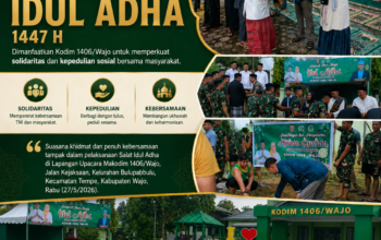 Kodim 1406/Wajo Gelar Salat Idul Adha dan Kurban Bersama Warga, Wujud Kemanunggalan TNI-Rakyat