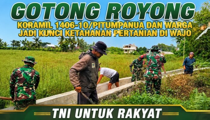 Gotong Royong TNI dan Warga Jadi Kunci Ketahanan Pertanian di Wajo
