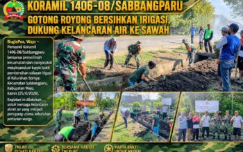 Koramil 1406-08/Sabbangparu Gotong Royong Bersihkan Irigasi, Dukung Kelancaran Air ke Sawah