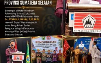 Mewakili Bupati, Kepala BKPSDM Wajo Perkuat Silaturahmi di Pengukuhan KKW Sumatera Selatan