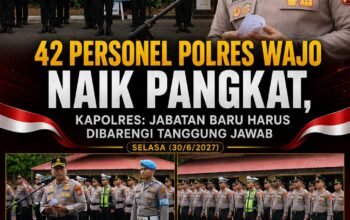 Kenaikan Pangkat 42 Personel Polres Wajo Jadi Momentum Perkuat Pengabdian kepada Masyarakat