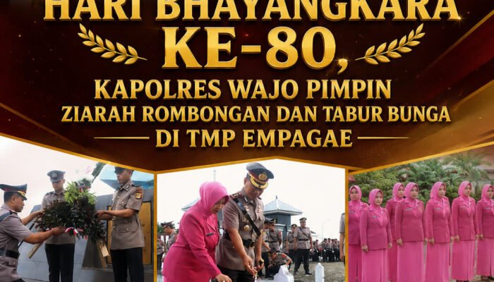 Jelang Hari Bhayangkara ke-80, Kapolres Wajo Pimpin Ziarah Rombongan dan Tabur Bunga di TMP Empagae