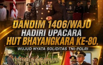 Dandim 1406/Wajo Hadiri Upacara HUT Bhayangkara ke-80, Wujud Nyata Soliditas TNI-Polri
