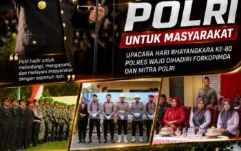 Semangat “Polri untuk Masyarakat”, Upacara Hari Bhayangkara ke-80 Polres Wajo Dihadiri Forkopimda dan Mitra Polri