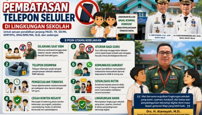 Pembatasan Penggunaan Telepon Seluler di Sekolah, Pemkab Wajo Dorong Lingkungan Belajar yang Aman dan Kondusif