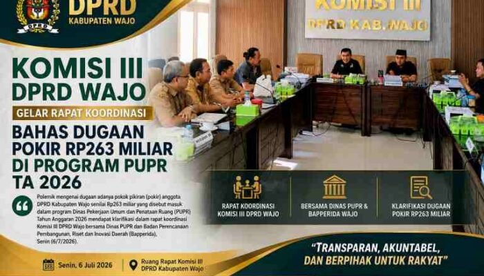 Heboh Isu Pokir Rp263 Miliar di PUPR Wajo, Hasil Rapat: Tak Ada Pokir DPRD
