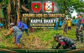 Koramil 1406-02/Tanasitolo Gelar Karya Bhakti Bersama Mahasiswa KKN IAIN dan Warga Desa Tancung