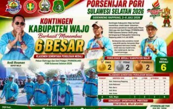 Kontingen Wajo Tempati Peringkat Keenam Perolehan Medali PORSENIJAR PGRI Sulsel 2026