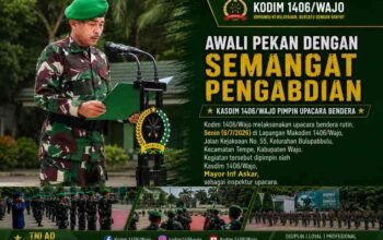 Awali Pekan dengan Semangat Pengabdian, Kasdim 1406/Wajo Pimpin Upacara Bendera