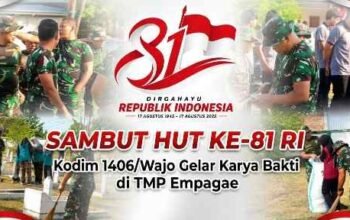 Sambut HUT ke-81 RI, Kodim 1406/Wajo Gelar Karya Bakti di TMP Empagae
