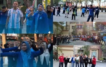 Camat bersama Ketua TP-PKK Kecamatan Tamalate Lakukan ki Senam Pagi Bersama