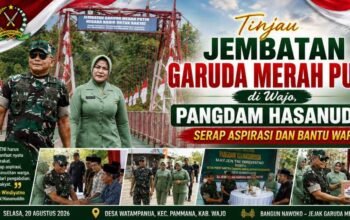 Tinjau Jembatan Garuda Merah Putih di Wajo, Pangdam Hasanuddin Serap Aspirasi dan Bantu Warga