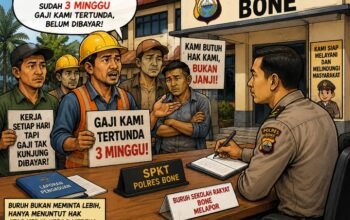 Paressai, Merasa Tidak Ada Kejelasan Upah Mereka Dibayarkan, Buruh Sekolah Rakyat Melapor di Polres Bone