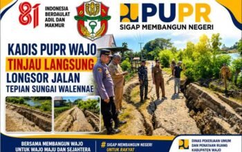 Kadis PUPR Wajo Tinjau Langsung Longsor Jalan Tepian Sungai Walennae
