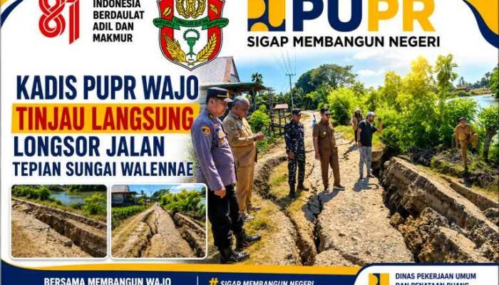 Kadis PUPR Wajo Tinjau Langsung Longsor Jalan Tepian Sungai Walennae
