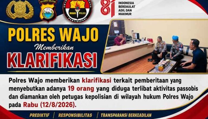 Polres Wajo Klarifikasi Pemberitaan Terkait 19 Orang yang Disebut Diduga Terlibat Aktivitas Passobis