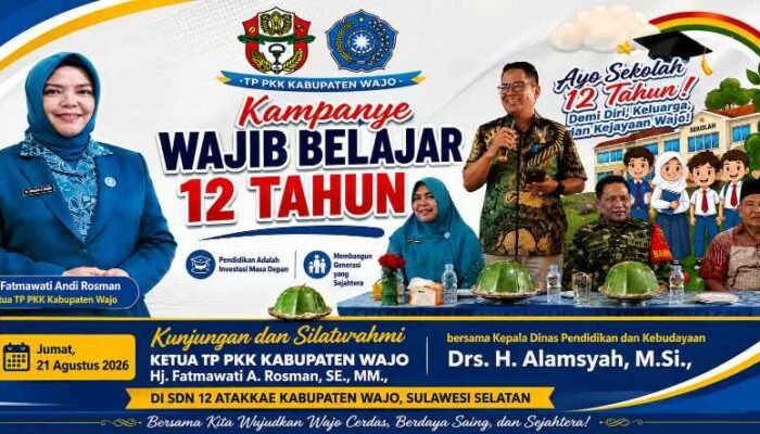 Ketua TP PKK Wajo Dorong Gerakan Ayo Sekolah 12 Tahun di SDN 12 Atakkae