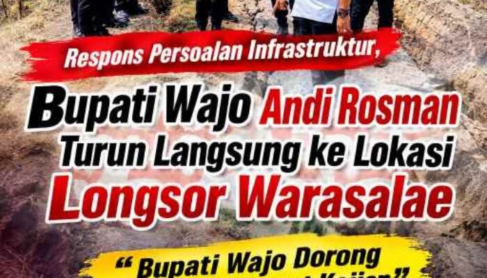 Respons Persoalan Infrastruktur, Bupati Wajo Andi Rosman Turun Langsung ke Lokasi Longsor Warasalae