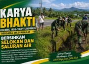 Koramil Pitumpanua dan Warga Gotong Royong Bersihkan Selokan di Desa Bau-Bau