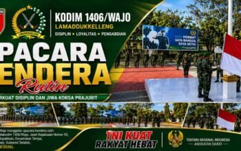 Kodim 1406/Wajo Gelar Upacara Bendera, Perkuat Disiplin dan Soliditas Personel
