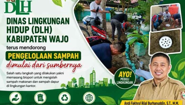 DLH Wajo Dorong OPD Kelola Sampah dari Sumber, Pasang Biopori hingga Sediakan Penampungan Botol Plastik
