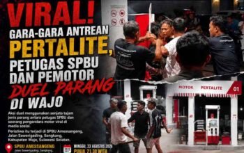 Viral! Gara-gara Antrean Pertalite, Petugas SPBU dan Pemotor Duel Parang di Wajo