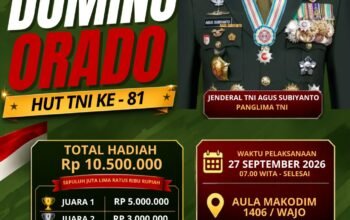 Turnamen Domino Orado Meriahkan HUT TNI ke-81, Total Hadiah Rp10,5 Juta