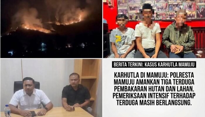 Karhutla Terjadi di Sejumlah Titik, Polresta Mamuju Tegas Amankan ki 3 Terduga Pelaku