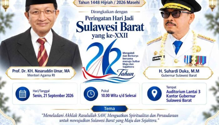 Gubernur Sulbar Sambut ki Kehadiran Menteri Agama RI pada Peringatan Maulid Nabi Muhammad SAW