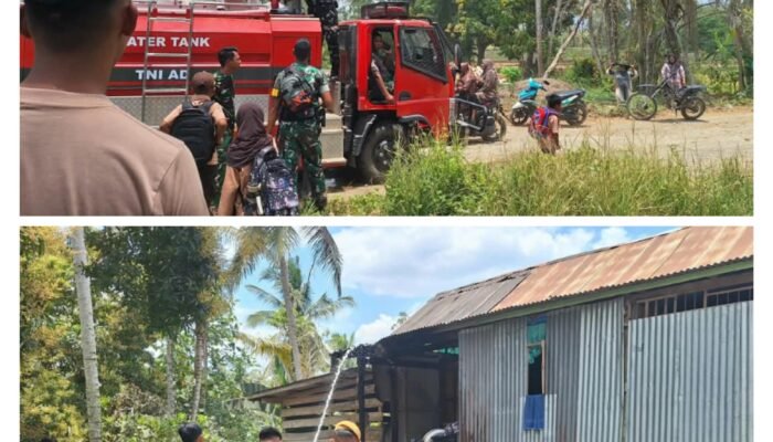 Iyanae, Prajurit Yonarmed 21/Kawali Terjun Langsung Bantu Warga Padamkan Kebakaran di Bengo
