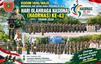 Kodim 1406/Wajo Gelar Upacara Haornas ke-43, Dandim Tekankan, Pentingnya Olahraga untuk Kesehatan Masyarakat