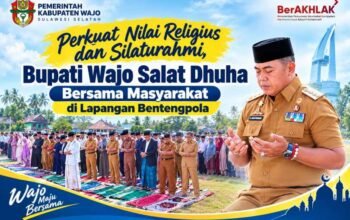 Perkuat Nilai Religius dan Silaturahmi, Bupati Wajo Salat Dhuha Bersama Masyarakat di Lapangan Bentengpola