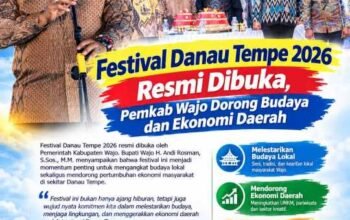Festival Danau Tempe 2026 Resmi Dibuka, Pemkab Wajo Dorong Budaya dan Ekonomi Daerah