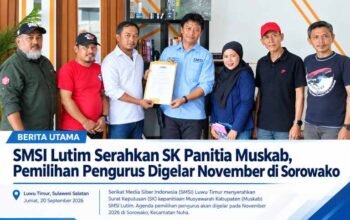 SMSI Lutim Serahkan SK Panitia Muskab, Pemilihan Pengurus Digelar November di Sorowako