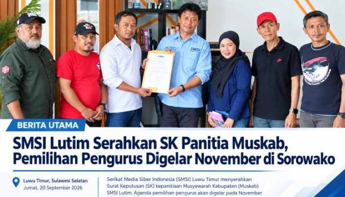 SMSI Lutim Serahkan SK Panitia Muskab, Pemilihan Pengurus Digelar November di Sorowako