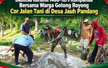 Babinsa Koramil 1406-10/Pitumpanua Bersama Warga Gotong Royong Cor Jalan Tani di Desa Jauh Pandang