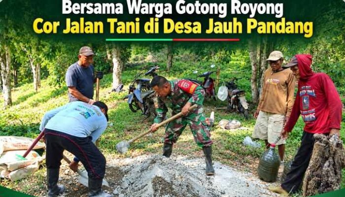Babinsa Koramil 1406-10/Pitumpanua Bersama Warga Gotong Royong Cor Jalan Tani di Desa Jauh Pandang