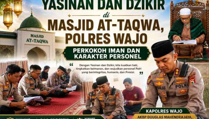 Yasinan dan Dzikir di Masjid At-Taqwa, Polres Wajo Perkokoh Iman dan Karakter Personel